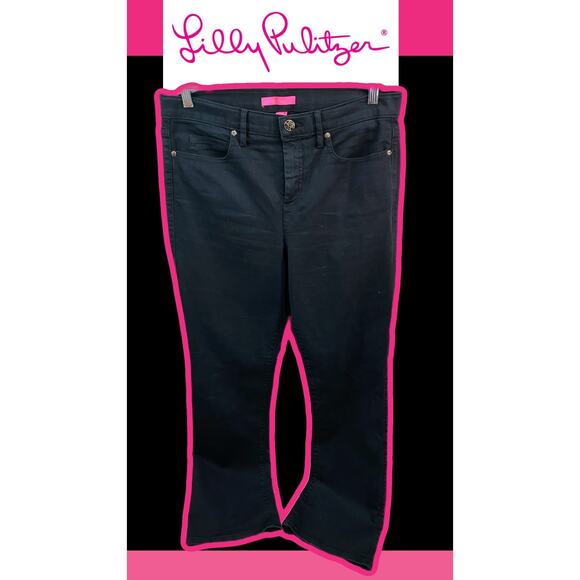 Lilly Pulitzer Black Straight Fit Jeans Size 14 - Picture 1 of 8